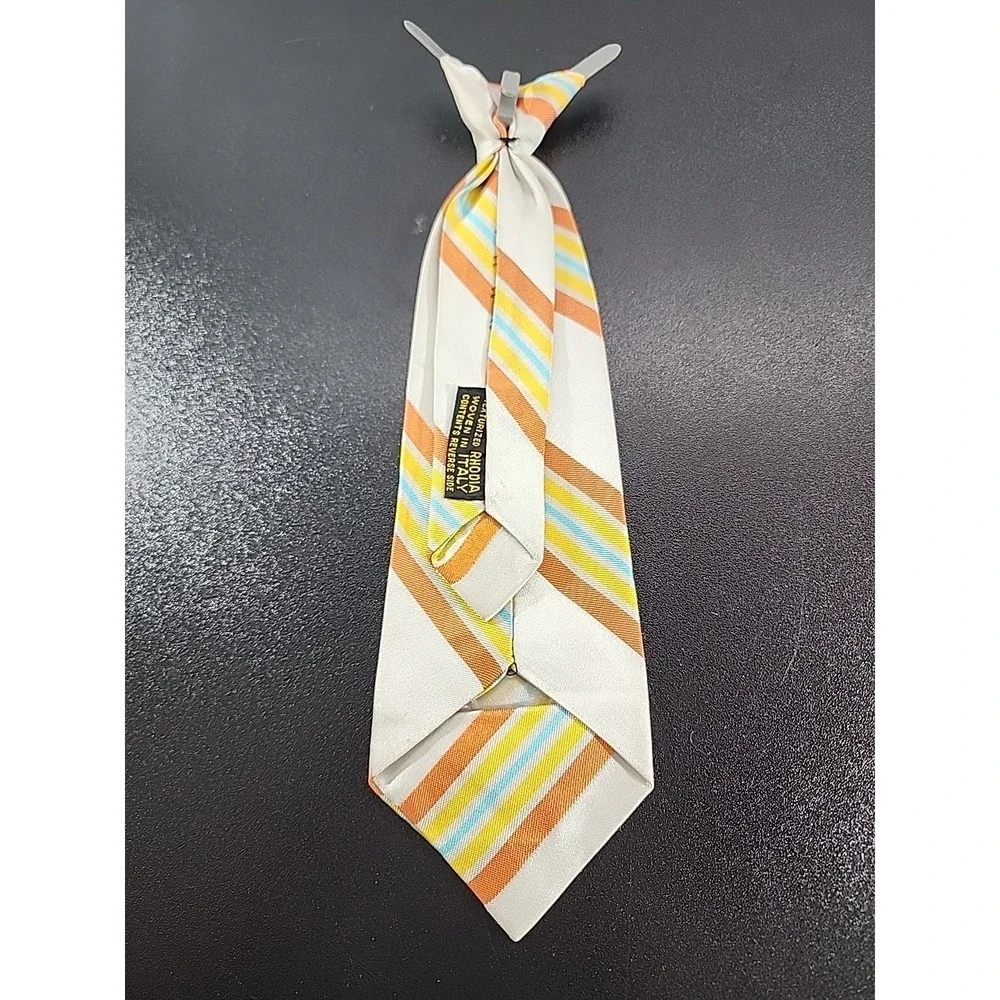 Vintage RHODIA  Boys clip neck tie Geometric ‎ Classic Italy